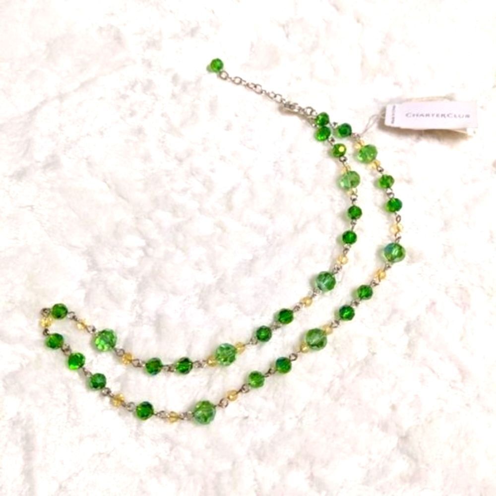 NWT  Macy's Charter House Green Swarovski Crystal Choker - Picture 3 of 8